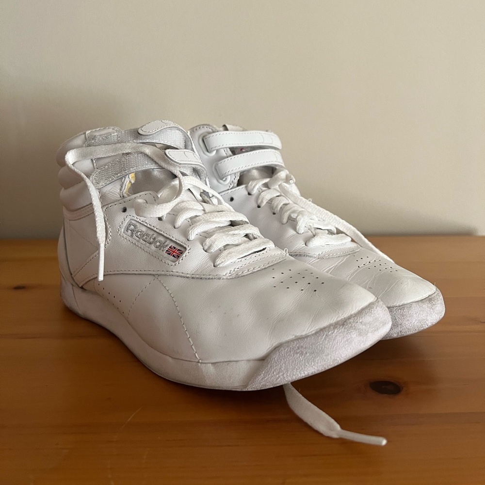 White Reeboks with Velcro straps